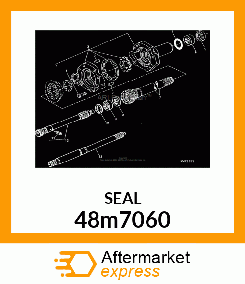 SEAL, INTERNAL, OIL, DUAL LIP 48m7060