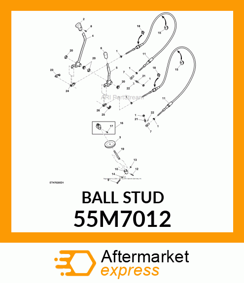 BALL, STUD, METRIC, THREADED 55M7012