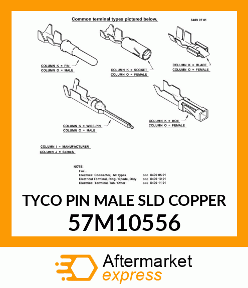 TYCO PIN MALE SLD COPPER 57M10556