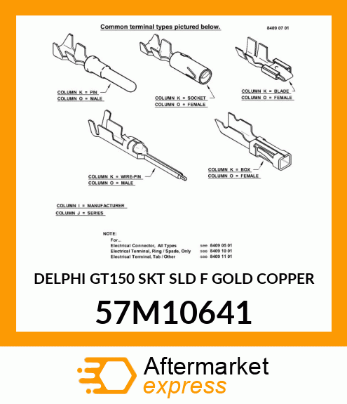 DELPHI GT150 SKT SLD F GOLD COPPER 57M10641