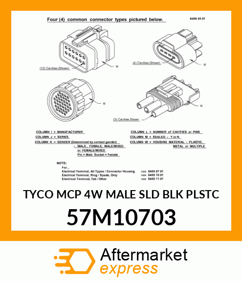 TYCO MCP 4W MALE SLD BLK PLSTC 57M10703