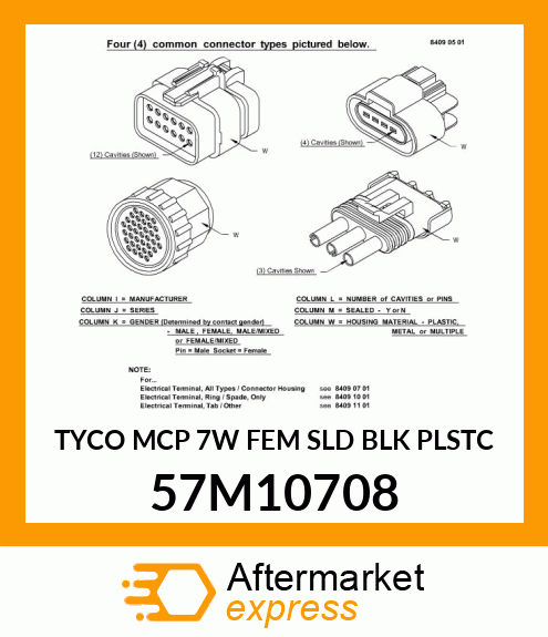 TYCO MCP 7W FEM SLD BLK PLSTC 57M10708