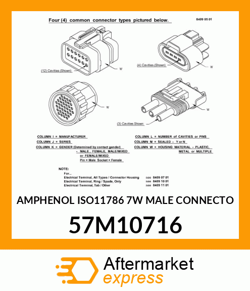 AMPHENOL ISO11786 7W MALE CONNECTO 57M10716