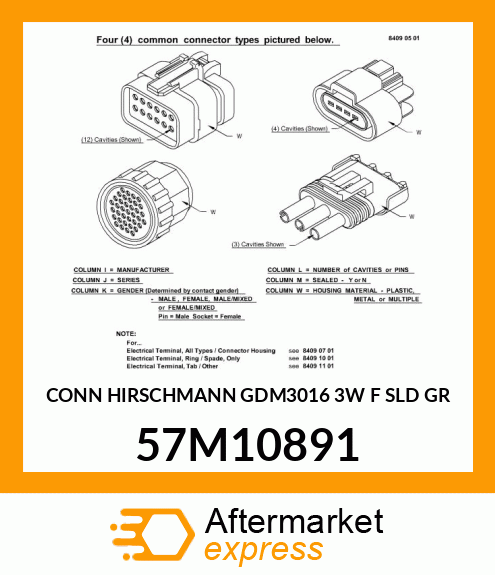 CONN HIRSCHMANN GDM3016 3W F SLD GR 57M10891