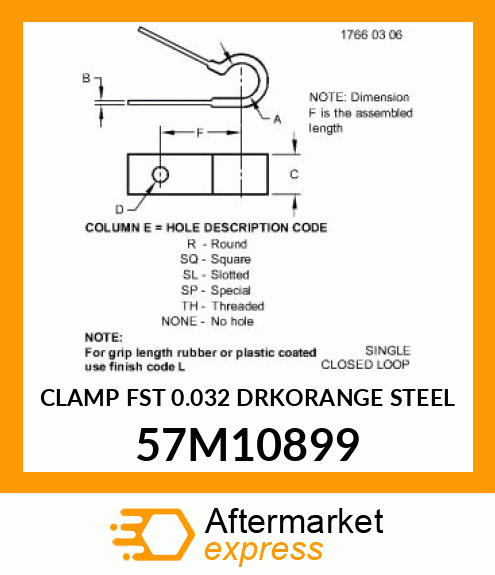 CLAMP FST 0.032 DRKORANGE STEEL 57M10899