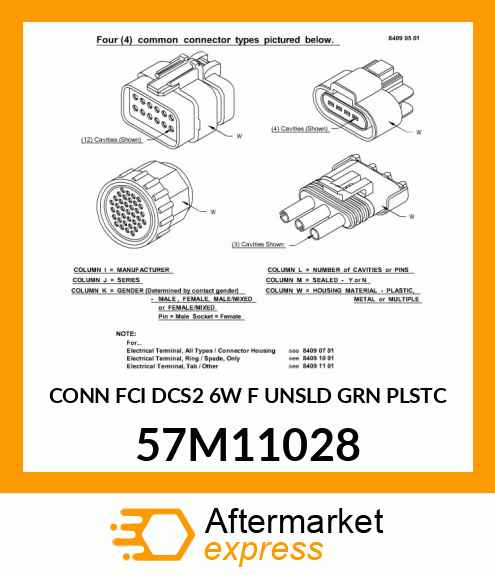 CONN FCI DCS2 6W F UNSLD GRN PLSTC 57M11028