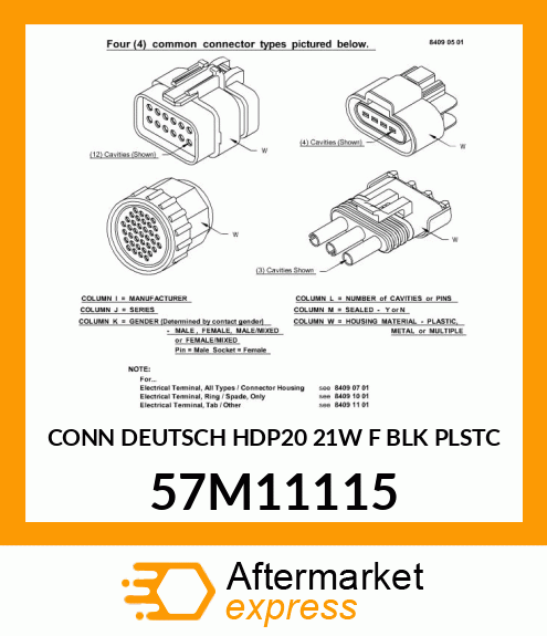 CONN DEUTSCH HDP20 21W F BLK PLSTC 57M11115