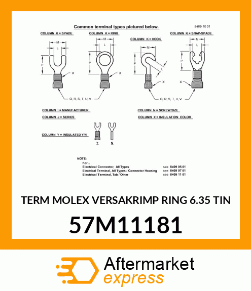 TERM MOLEX VERSAKRIMP RING 6.35 TIN 57M11181