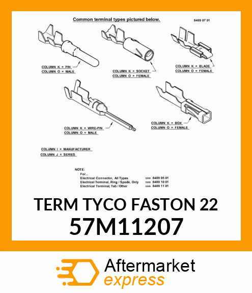 TERM TYCO FASTON 22 57M11207