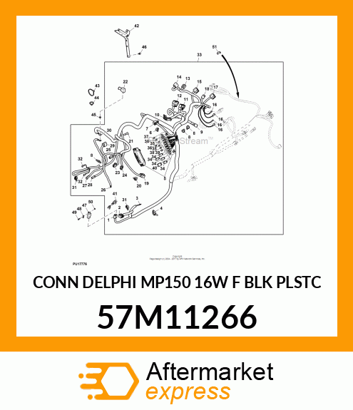 CONN DELPHI MP150 16W F BLK PLSTC 57M11266