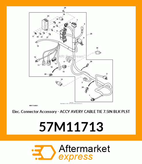 Elec. Connector Accessory - ACCY AVERY CABLE TIE 7.5IN BLK PLST 57M11713