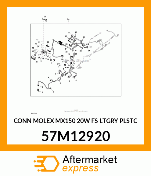 CONN MOLEX MX150 20W FS LTGRY PLSTC 57M12920