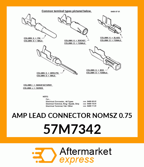 AMP LEAD CONNECTOR NOMSZ 0.75 57M7342