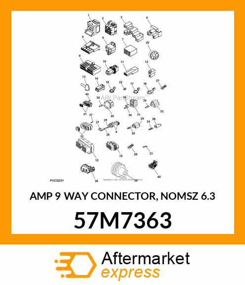 AMP 9 WAY CONNECTOR, NOMSZ 6.3 57M7363