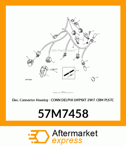 Elec. Connector Housing - CONN DELPHI LMPSKT 2W F CRM PLSTC 57M7458