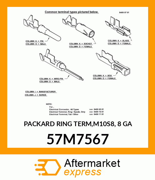 PACKARD RING TERM,M10S8, 8 GA 57M7567