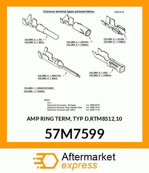 AMP RING TERM, TYP D,RTM8S12,10 57M7599