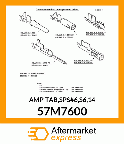 AMP TAB,SPS#6,S6,14 57M7600