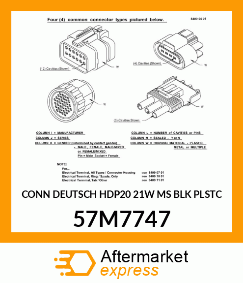 CONN DEUTSCH HDP20 21W MS BLK PLSTC 57M7747