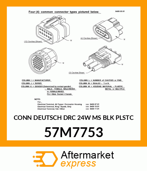 CONN DEUTSCH DRC 24W MS BLK PLSTC 57M7753