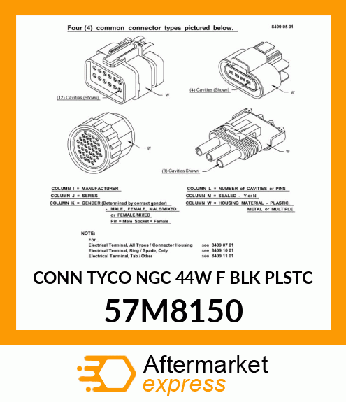 CONN TYCO NGC 44W F BLK PLSTC 57M8150