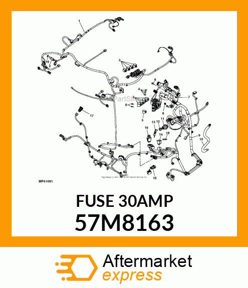 MINIATURE BLADE ELECT. FUSE, 30 AMP 57M8163