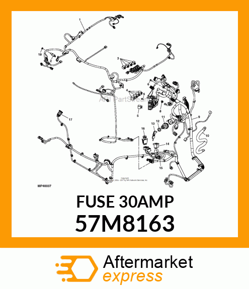 MINIATURE BLADE ELECT. FUSE, 30 AMP 57M8163