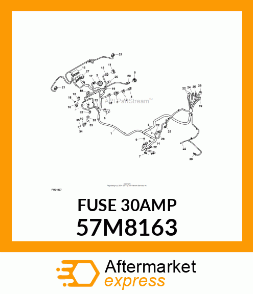 MINIATURE BLADE ELECT. FUSE, 30 AMP 57M8163