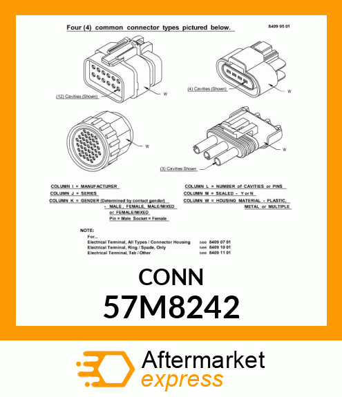 DEUTSCH CONNECTOR FOR RECPTS 12CONT 57M8242