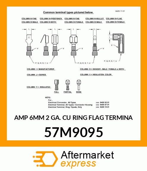 AMP 6MM 2 GA. CU RING FLAG TERMINA 57M9095