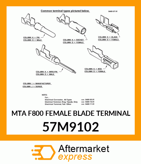 MTA F800 FEMALE BLADE TERMINAL 57M9102