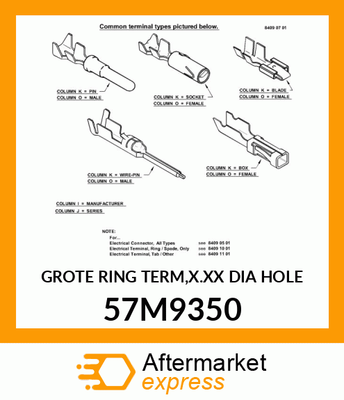 GROTE RING TERM,X.XX DIA HOLE 57M9350