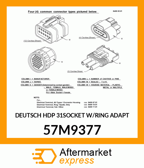 DEUTSCH HDP 31SOCKET W/RING ADAPT 57M9377