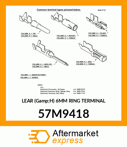 LEAR (Gamp;H) 6MM RING TERMINAL 57M9418