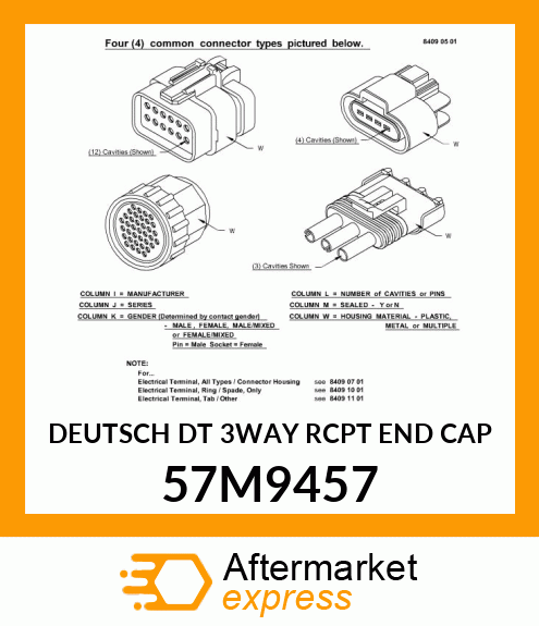 DEUTSCH DT 3WAY RCPT END CAP 57M9457