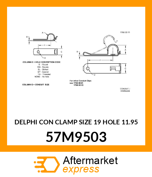 DELPHI CON CLAMP SIZE 19 HOLE 11.95 57M9503