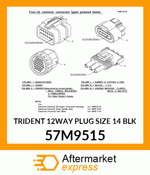 TRIDENT 12WAY PLUG SIZE 14 BLK 57M9515