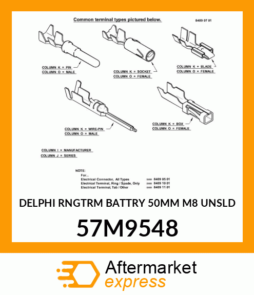 DELPHI RNGTRM BATTRY 50MM M8 UNSLD 57M9548