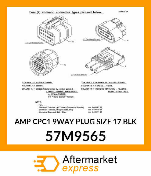 AMP CPC1 9WAY PLUG SIZE 17 BLK 57M9565