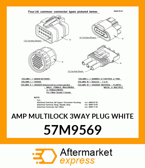 AMP MULTILOCK 3WAY PLUG WHITE 57M9569