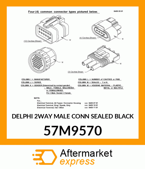 DELPHI 2WAY MALE CONN SEALED BLACK 57M9570