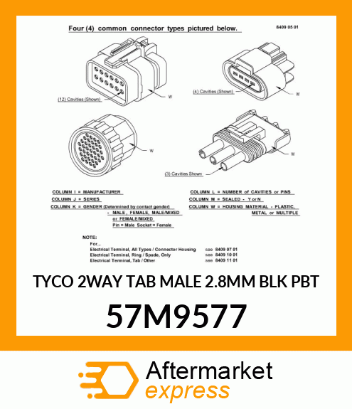 TYCO 2WAY TAB MALE 2.8MM BLK PBT 57M9577