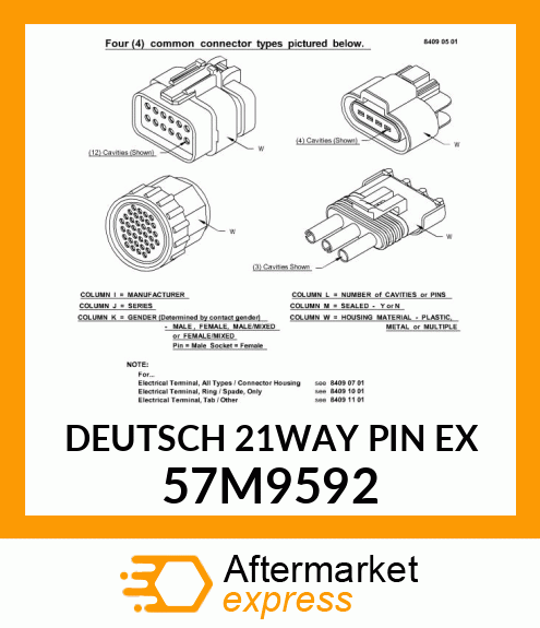 DEUTSCH 21WAY PIN EX 57M9592