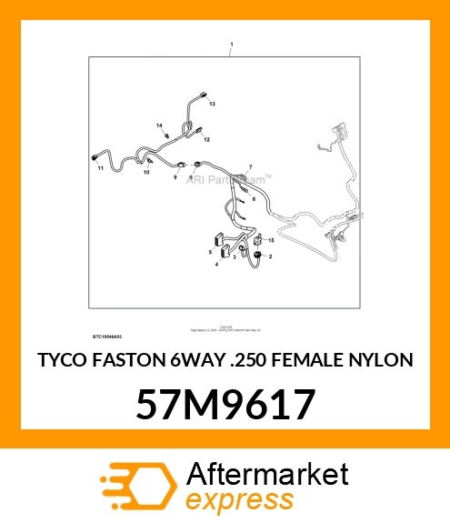 TYCO FASTON 6WAY .250 FEMALE NYLON 57M9617