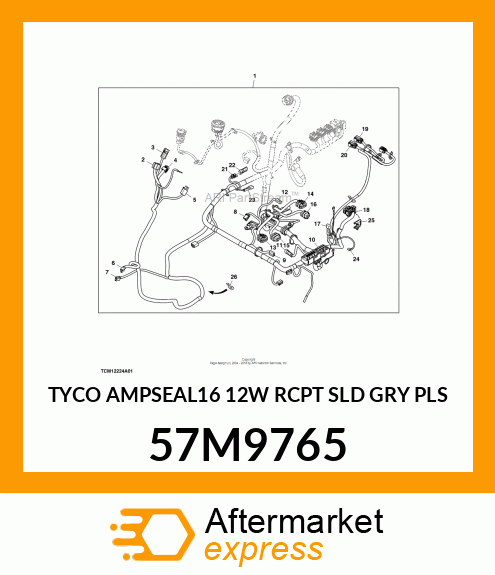 TYCO AMPSEAL16 12W RCPT SLD GRY PLS 57M9765