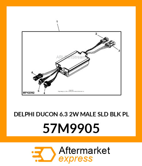 DELPHI DUCON 6.3 2W MALE SLD BLK PL 57M9905