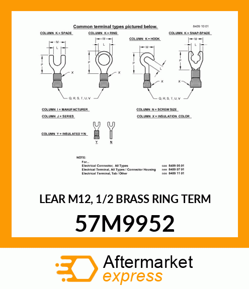 LEAR M12, 1/2 BRASS RING TERM 57M9952