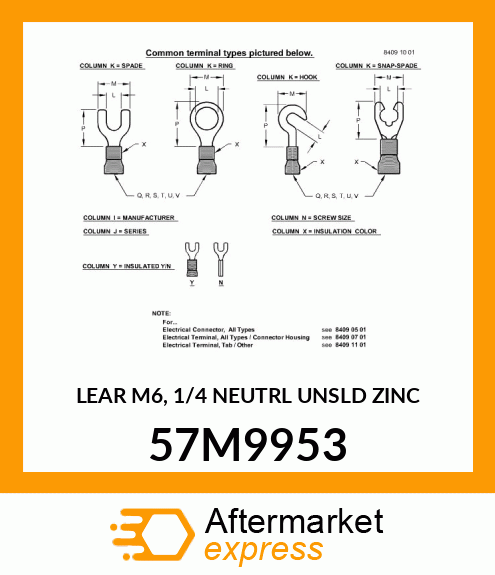 LEAR M6, 1/4 NEUTRL UNSLD ZINC 57M9953