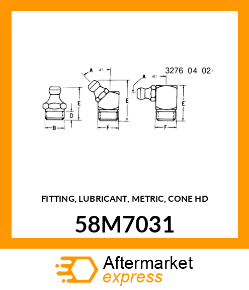 FITTING, LUBRICANT, METRIC, CONE HD 58M7031