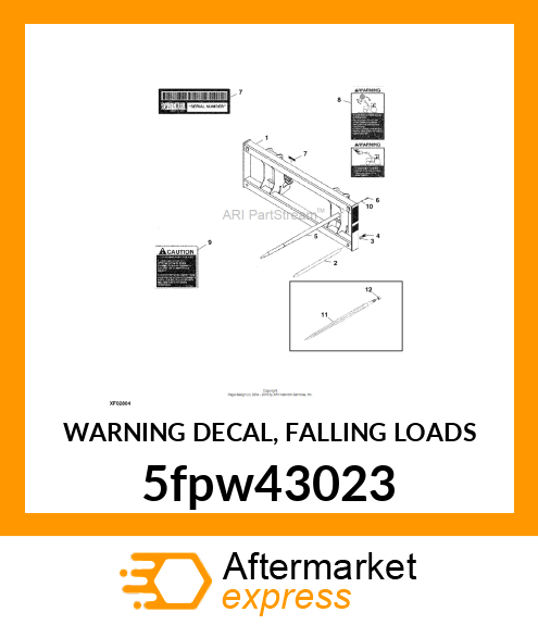 WARNING DECAL, FALLING LOADS 5fpw43023